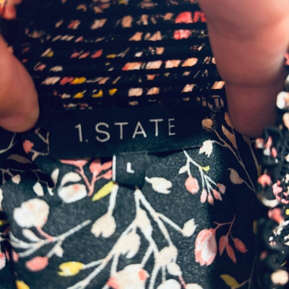 Micro Floral Print Smocked Waist Ruffle Sleeve Dress Large Boho Chic Cottagecore - Picture 14 of 15